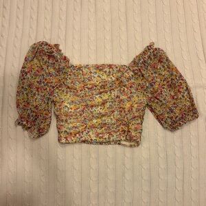 Floral Puffy Sleeve Top
